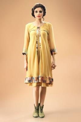 Cream Georgette Digital Printed kurti 2