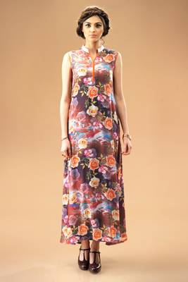 Multi Colour Georgette Kurti Comprising Allover Rose Prints 2