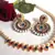Pink And Blue Pearl Polki Necklace Set