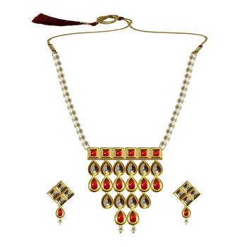 Golden Kundun Stud Gold Platted Brass Pendant Set 1