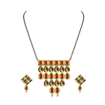 Golden Kundun Stud Gold Platted Brass Mangalsutra 1