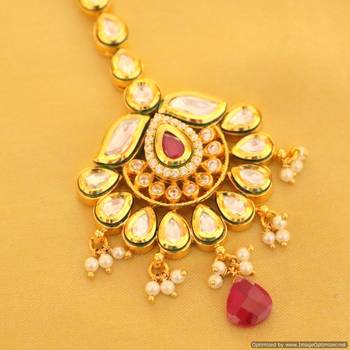 Beautiful Kundan Ruby Maang Tikka 2