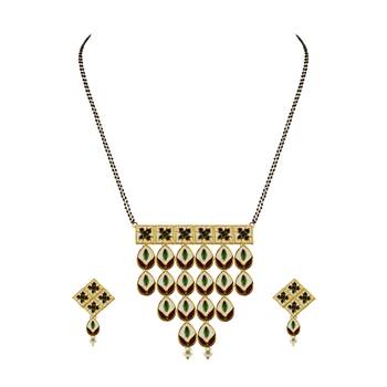 Golden Kundun Stud Gold Platted Brass Mangalsutra 1