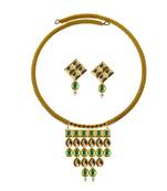 Golden Kundun Stud Gold Platted Brass Hasli Necklace