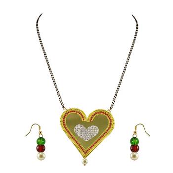 Golden Stone Stud Gold Platted Brass Mangalsutra 1
