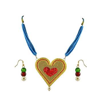 Golden Stone Stud Gold Platted Brass Pendant Set 1