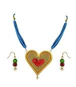 Golden Stone Stud Gold Platted Brass Pendant Set