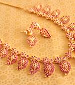 Awesome Gold Plated Cz Ruby Mango Necklace Set