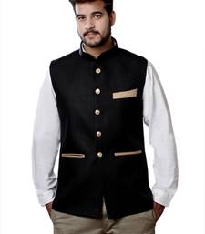 Black Cotton Poly Nehru Jacket