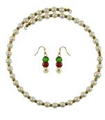 White Moti Stud Brass Hasli Necklace