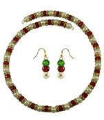 Multi Moti Stud Brass Hasli Necklace