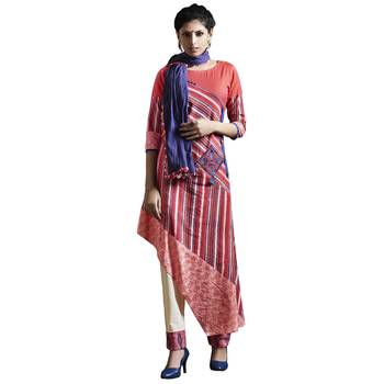 Peach sequins cotton stitched salwar with dupatta 1
