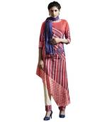 Peach sequins cotton stitched salwar with dupatta