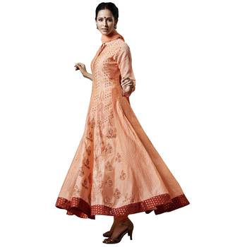 Orange sequins chanderi stitched salwar with dupatta 1
