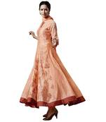 Orange sequins chanderi stitched salwar with dupatta