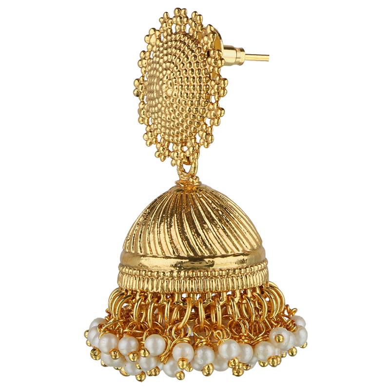 Bollywood Jhumki White Copper Jhumka Earring for Women ADIVA