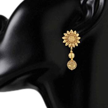 Kundans Indian Golden Copper Dangler drop Earring for Women 2