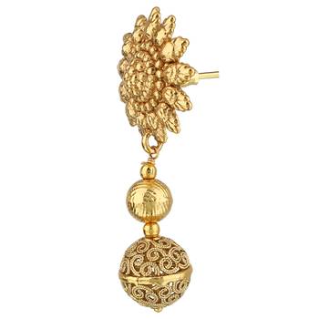 Kundans Indian Golden Copper Dangler drop Earring for Women 3