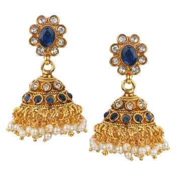 Jhumki Wedding Blue Copper Jhumka Earring for Women 1