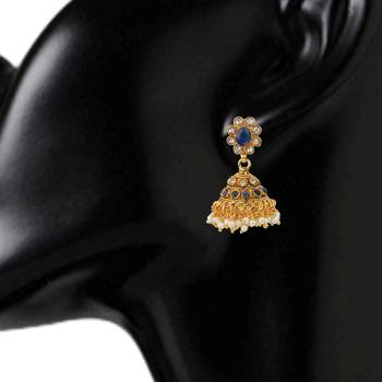 Jhumki Wedding Blue Copper Jhumka Earring for Women 2