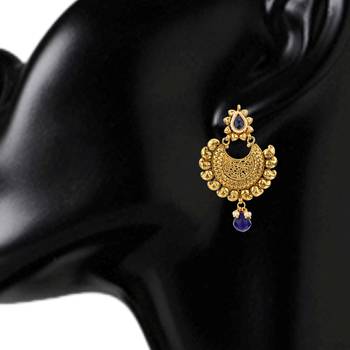 Kundans Indian Blue Copper Dangler drop Earring for Women 2