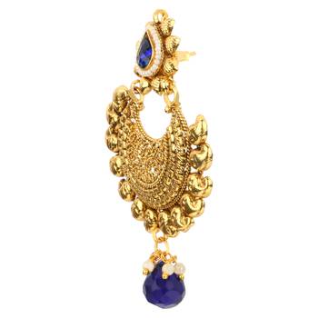 Kundans Indian Blue Copper Dangler drop Earring for Women 3
