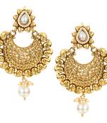 Kundans Indian White Copper Dangler drop Earring for Women