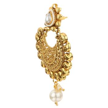 Kundans Indian White Copper Dangler drop Earring for Women 3