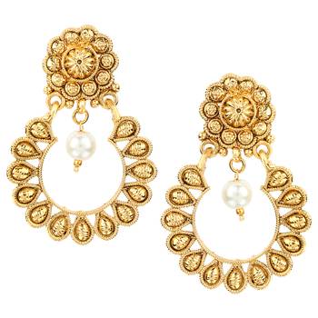 Kundans Indian White Copper Dangler drop Earring for Women 1
