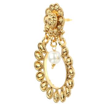 Kundans Indian White Copper Dangler drop Earring for Women 3