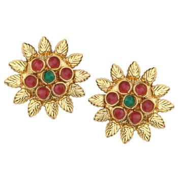 Ladies Studs Maroon Green Copper Stud Earring for Women 1
