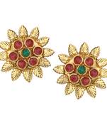 Ladies Studs Maroon Green Copper Stud Earring for Women