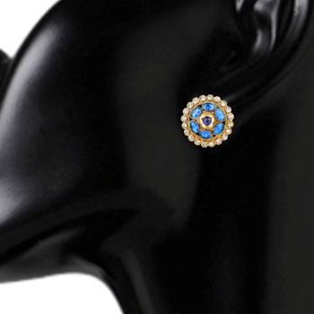 Ladies Studs Blue Copper Stud Earring for Women 2