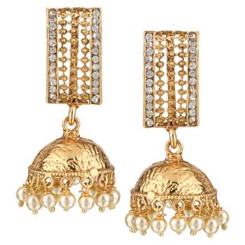 Bollywood Jhumki White Metal Alloy Jhumka Earring for Women 1