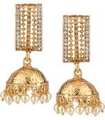 Bollywood Jhumki White Metal Alloy Jhumka Earring for Women