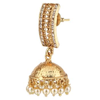 Bollywood Jhumki White Metal Alloy Jhumka Earring for Women 3