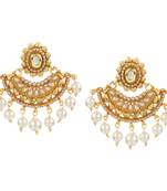 Kundans Indian White Copper Dangler drop Earring for Women