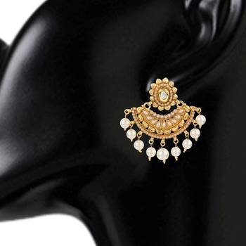 Kundans Indian White Copper Dangler drop Earring for Women 2
