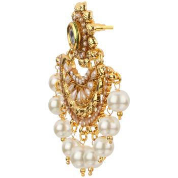 Kundans Indian White Copper Dangler drop Earring for Women 3