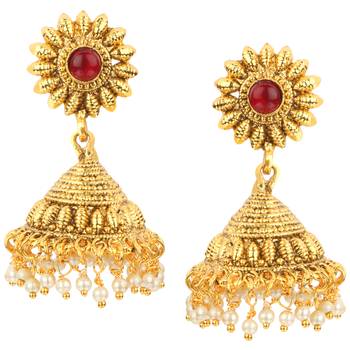 Jhumki Wedding Maroon Copper Jhumka Earring for Women 1
