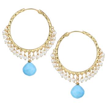 Chand Bali Hoop Opaque Blue Metal Alloy Hoop Earring for Women 1