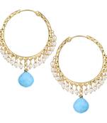 Chand Bali Hoop Opaque Blue Metal Alloy Hoop Earring for Women