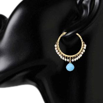 Chand Bali Hoop Opaque Blue Metal Alloy Hoop Earring for Women 2