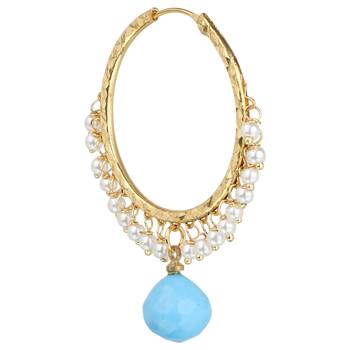 Chand Bali Hoop Opaque Blue Metal Alloy Hoop Earring for Women 3