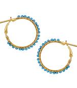 Chand Bali Hoop Opaque Blue Metal Alloy Hoop Earring for Women