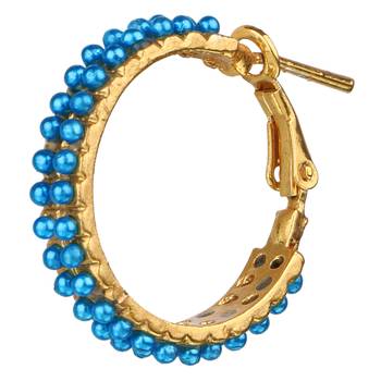 Chand Bali Hoop Opaque Blue Metal Alloy Hoop Earring for Women 3