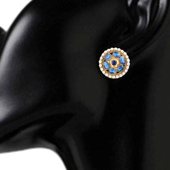 Ladies Studs Blue Copper Stud Earring for Women 2