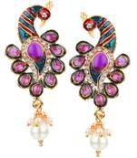 Kundans Indian Purple Metal Alloy Dangler drop Earring for Women