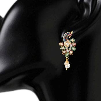 Kundans Indian White Metal Alloy Dangler drop Earring for Women 2