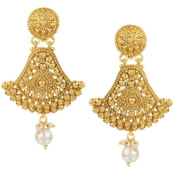 Kundans Indian White Copper Dangler drop Earring for Women 1